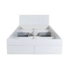 Double bed 160x200cm with storage and drawers in lacquered white Teide. Discounts
