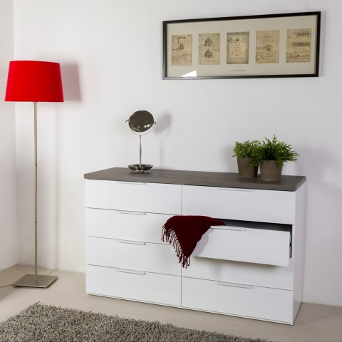 White chest of drawers 8 drawers modern bedroom dresser Dubonne. Promotion