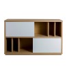 Mobile sideboard with 2 sliding doors in white lacquered oak Elea Discounts