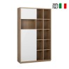 Modern oak wood living room bookcase with 2 glossy white doors Sharon On Sale