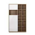 Modern oak wood living room bookcase with 2 glossy white doors Sharon Sale