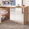 Angled corner office desk in white lacquered wood with 3 drawers Lex. Sale