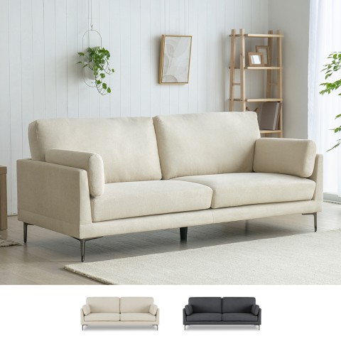 3-seater sofa 200cm in fabric modern living room metal feet Boray. Promotion