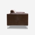 Vintage Industrial Style Brown Faux Leather 3-Seater Sofa Corneel Sale