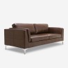 Vintage Industrial Style Brown Faux Leather 3-Seater Sofa Corneel Offers