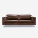 Vintage Industrial Style Brown Faux Leather 3-Seater Sofa Corneel On Sale