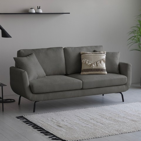 Modern Nordic style 3-seater sofa, essential grey fabric: Folkerd. Promotion