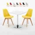Cocktail Set Made of a 70x70cm White Square Table and 2 Colourful Nordica Chairs Promotion