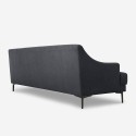Comfortable 3-seater sofa, metal legs, 200cm, black fabric Egbert. Discounts