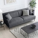 Comfortable 3-seater sofa, metal legs, 200cm, black fabric Egbert. Choice Of