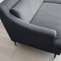 Comfortable 3-seater sofa, metal legs, 200cm, black fabric Egbert. Characteristics