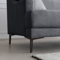 Comfortable 3-seater sofa, metal legs, 200cm, black fabric Egbert. Measures