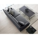 Comfortable 3-seater sofa, metal legs, 200cm, black fabric Egbert. Cost