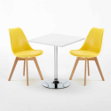 Cocktail Set Made of a 70x70cm White Square Table and 2 Colourful Nordica Chairs Model