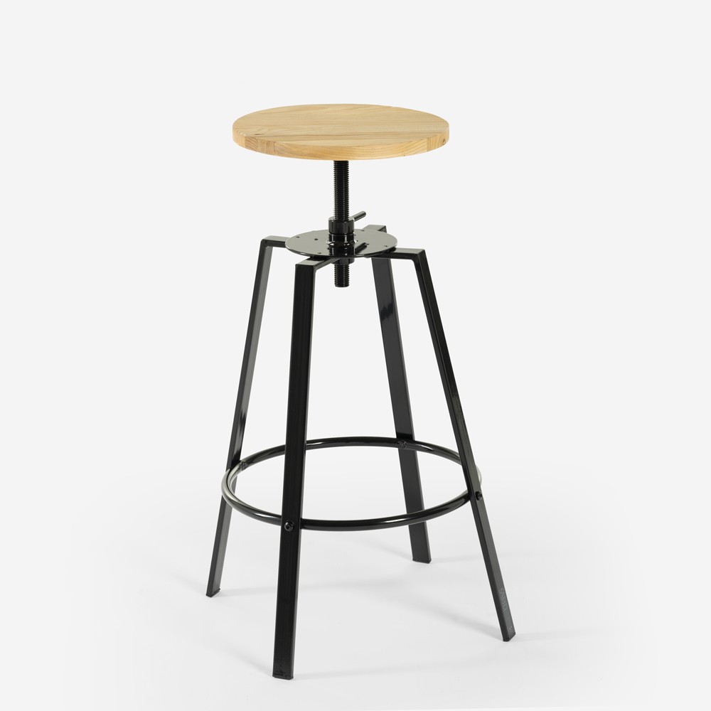 Industrial style swivel screw metal stool Disk for bar and kitchen