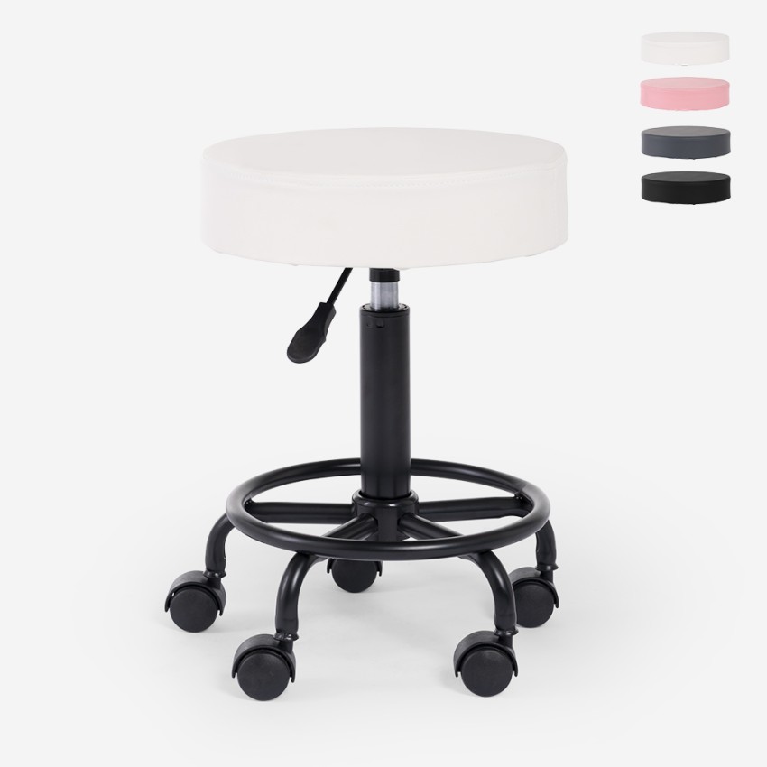 Ergonomic adjustable upholstered beautician swivel stool Senzu. On Sale