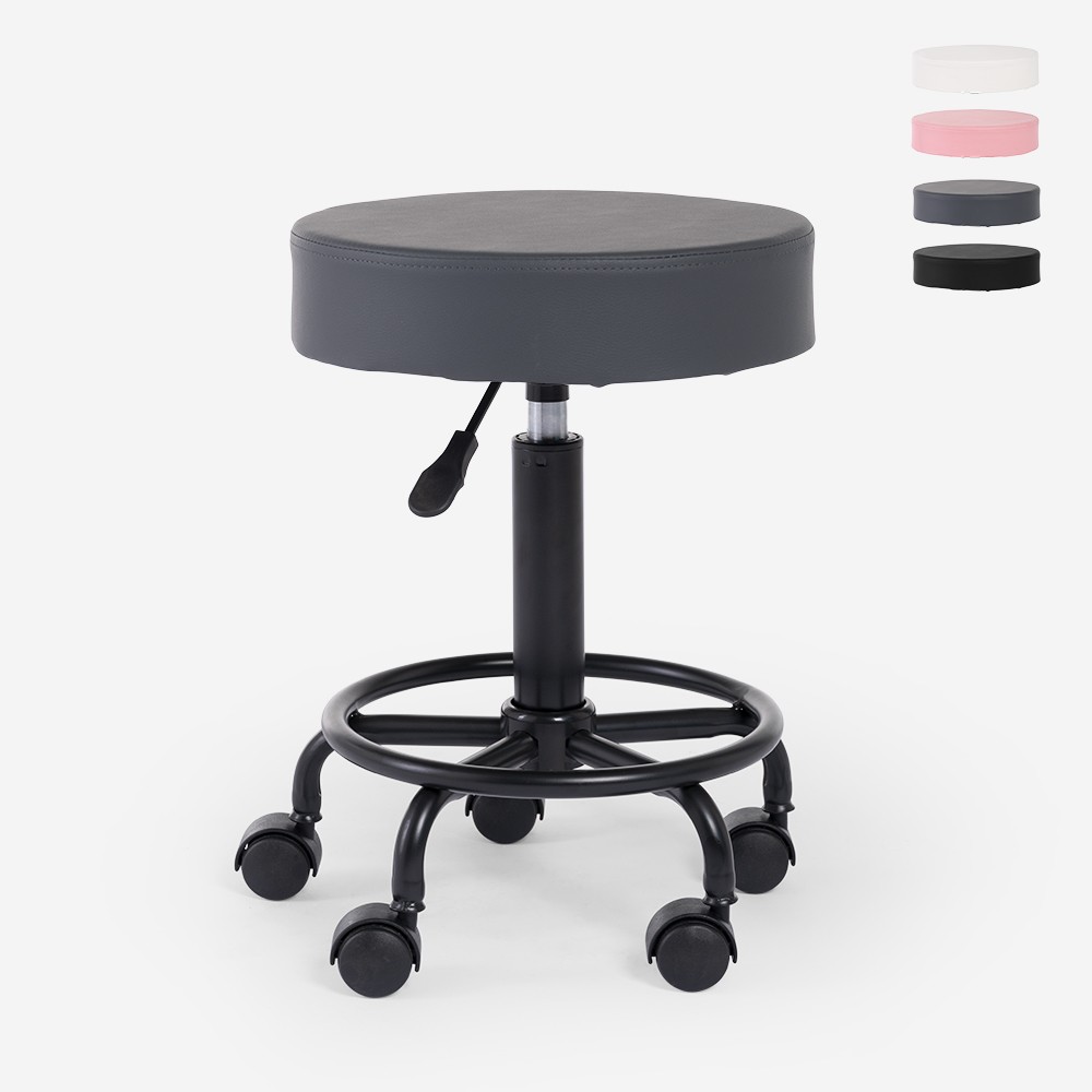 Ergonomic adjustable upholstered beautician swivel stool Senzu.