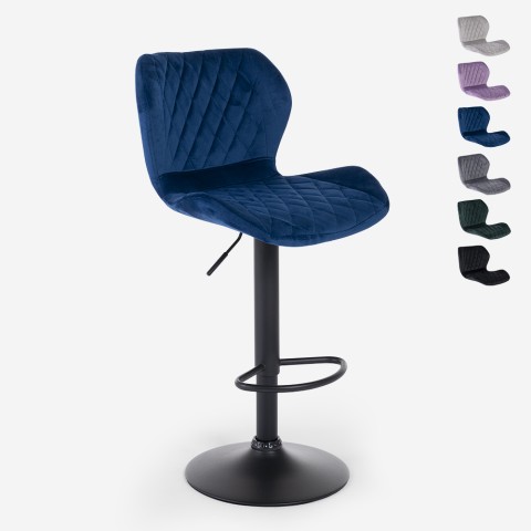 Modern adjustable kitchen bar stool in velvet fabric Jersey. Promotion
