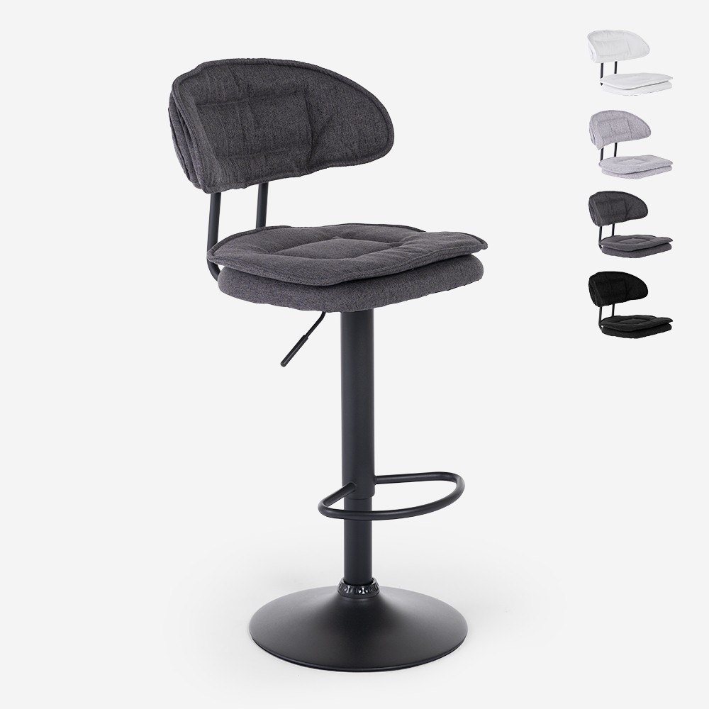 Modern adjustable kitchen bar stool in upholstered fabric