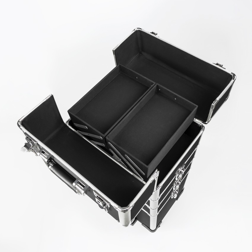 Aldeb makeup trolley for modular beautician with 3 levels and 4 wheels.