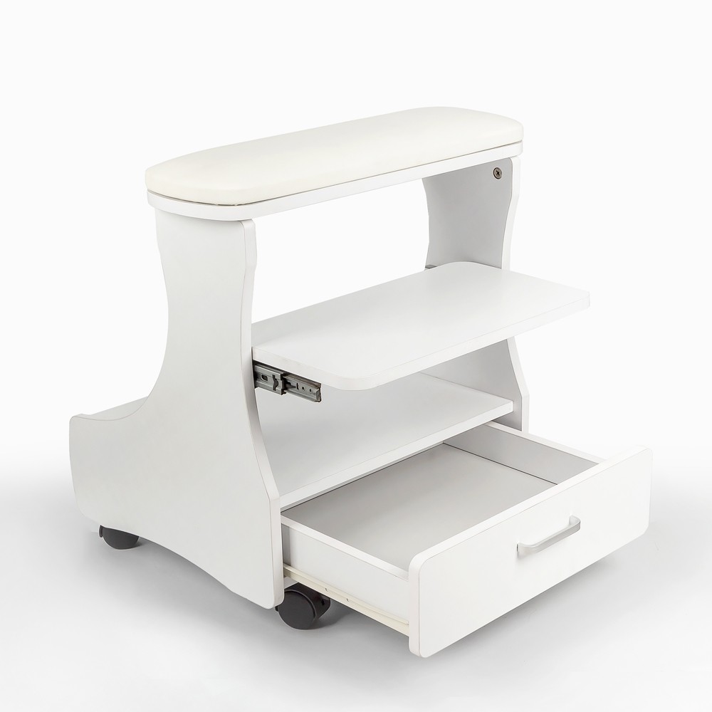 Pedicure Footrest with Cushion, Drawer, and 4 Wheels Kaekoon