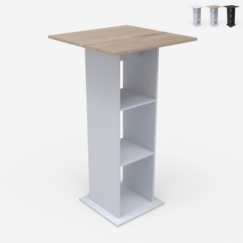 Sunet High Bar Dining Table with 3 Shelves, 60x60cm