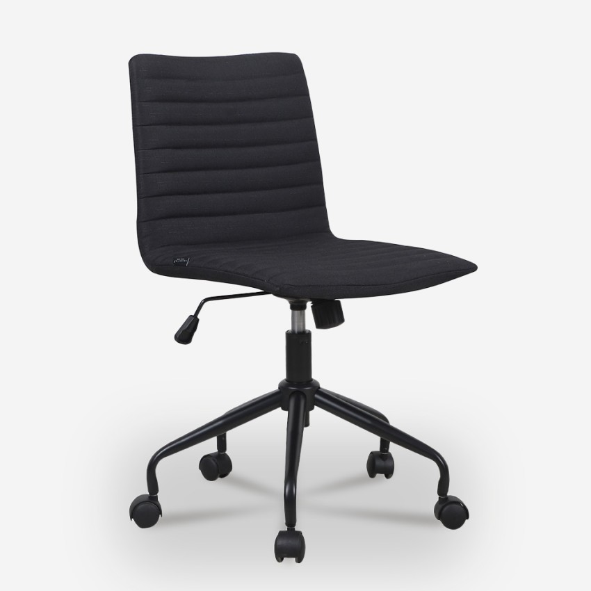 Zolder Dark Black Fabric Padded Swivel Office Chair for Smartworking Promotion