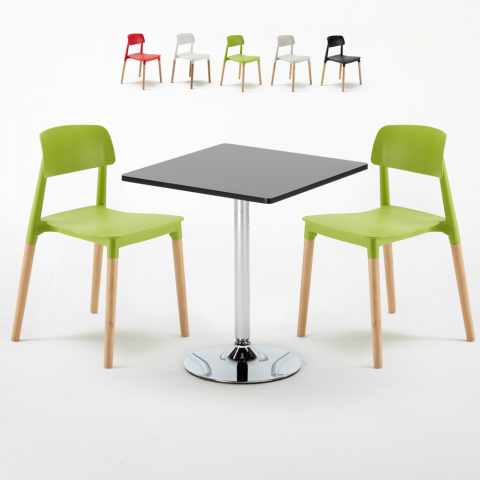 Mojito Set Made of a 70x70cm Black Square Table and 2 Colourful Barcellona Chairs Promotion