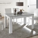 Extendable table 90x137-185cm glossy white with basic Sly cement gray finish. Discounts