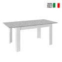 Extendable table 90x137-185cm glossy white with basic Sly cement gray finish. On Sale