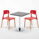 Mojito Set Made of a 70x70cm Black Square Table and 2 Colourful Barcellona Chairs Measures