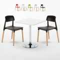Cocktail Set Made of a 70x70cm White Square Table and 2 Colourful Barcellona Chairs Promotion