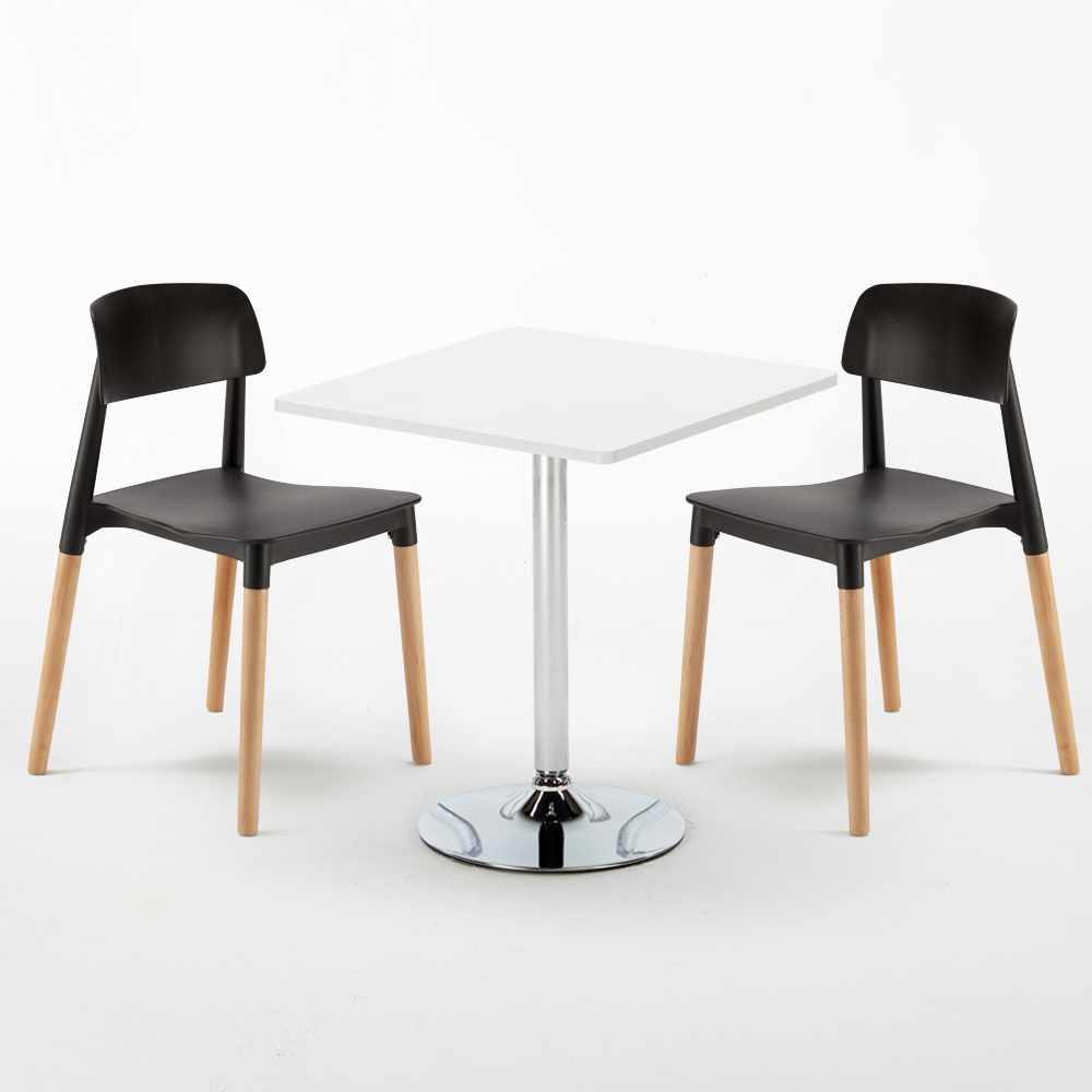 COCKTAIL Set Made Of A 70x70cm White Square Table And 2 Colourful Barcellona Chairs
