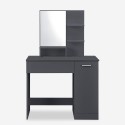 Makeup station with mirror, drawer and black stool - Suzie Black Sale