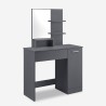 Makeup station with mirror, drawer and black stool - Suzie Black On Sale