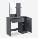Makeup station with mirror, drawer and black stool - Suzie Black Offers