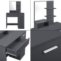 Makeup station with mirror, drawer and black stool - Suzie Black Discounts