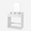 Modern white makeup console station with 2 drawers and mirror Lena. On Sale