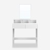Modern white makeup console station with 2 drawers and mirror Lena. Offers