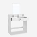 Modern white makeup console station with 2 drawers and mirror Lena. Sale