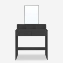 Black Modern Makeup Dressing Table with Mirror, Stool and 2 Drawers Lena Offers