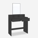 Black Modern Makeup Dressing Table with Mirror, Stool and 2 Drawers Lena Sale