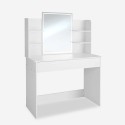 Makeup vanity table with LED lights, mirror, drawer, white stool Astrid. On Sale
