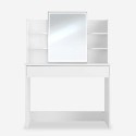Makeup vanity table with LED lights, mirror, drawer, white stool Astrid. Sale