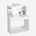 Makeup vanity table with LED lights, mirror, drawer, white stool Astrid. Discounts