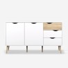 Scandinavian style sideboard 2 doors 3 drawers white wood Kinitoo Offers