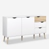 Scandinavian style sideboard 2 doors 3 drawers white wood Kinitoo Promotion