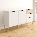 Scandinavian style sideboard 2 doors 3 drawers white wood Kinitoo Discounts
