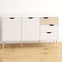 Scandinavian style sideboard 2 doors 3 drawers white wood Kinitoo Catalog