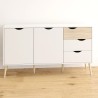 Scandinavian style sideboard 2 doors 3 drawers white wood Kinitoo Catalog